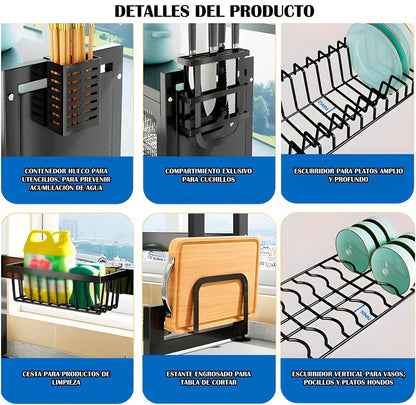 Escurridor y Organizador de Cocina 2 en 1 - 85 cm